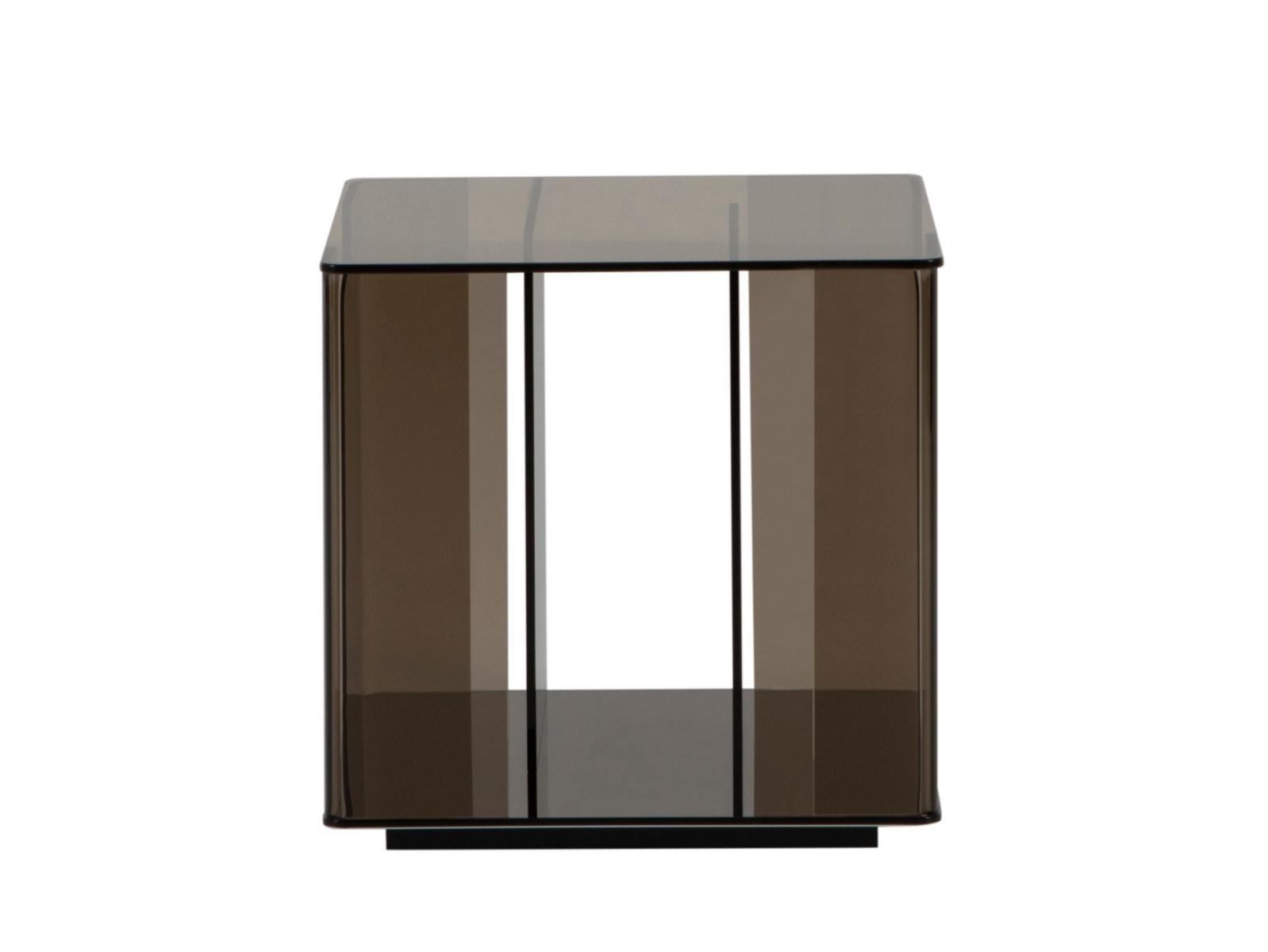 DEDALO Low square glass coffee table