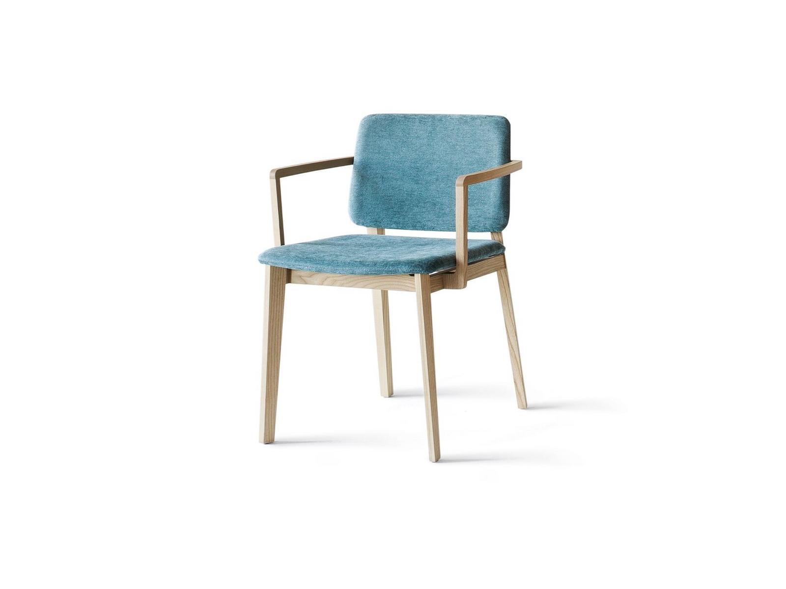 HATI Upholstered fabric chair with armrests