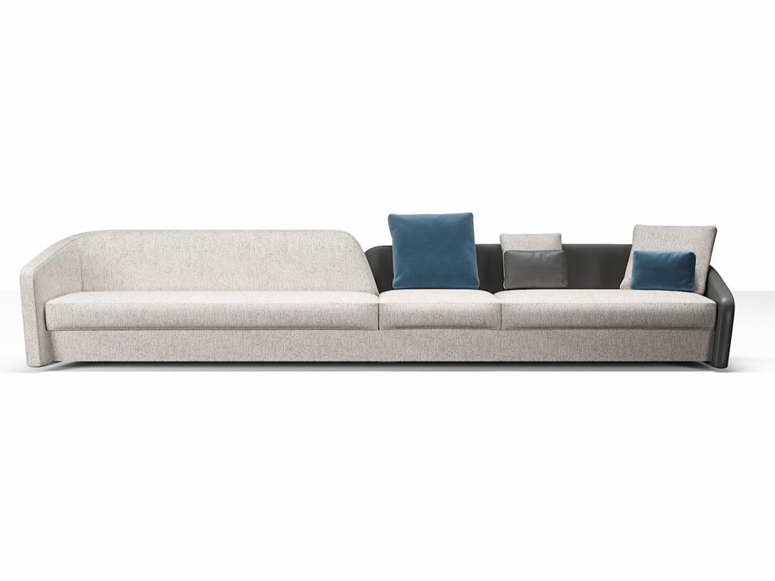 STRATUM Modular leather and fabric sofa with removable cover