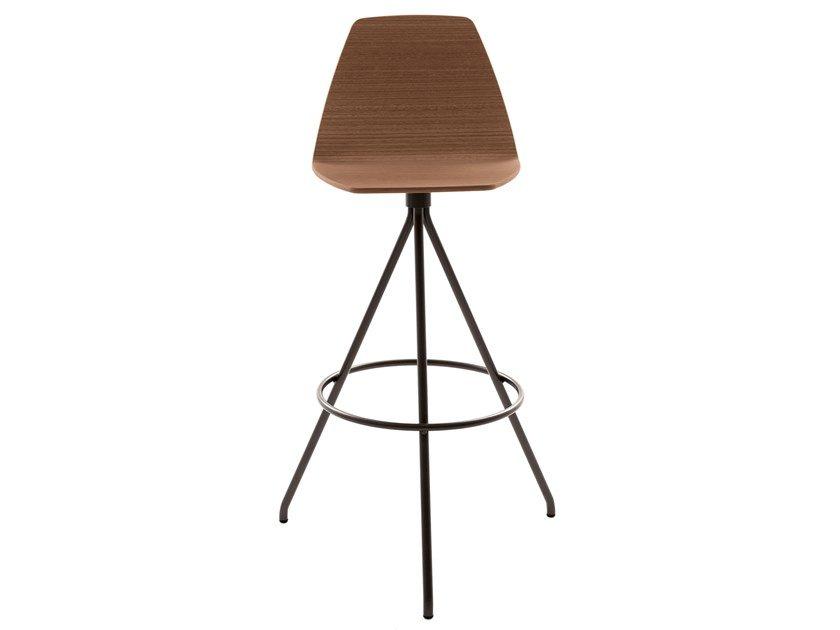 SILA High multi-layer wood stool with back