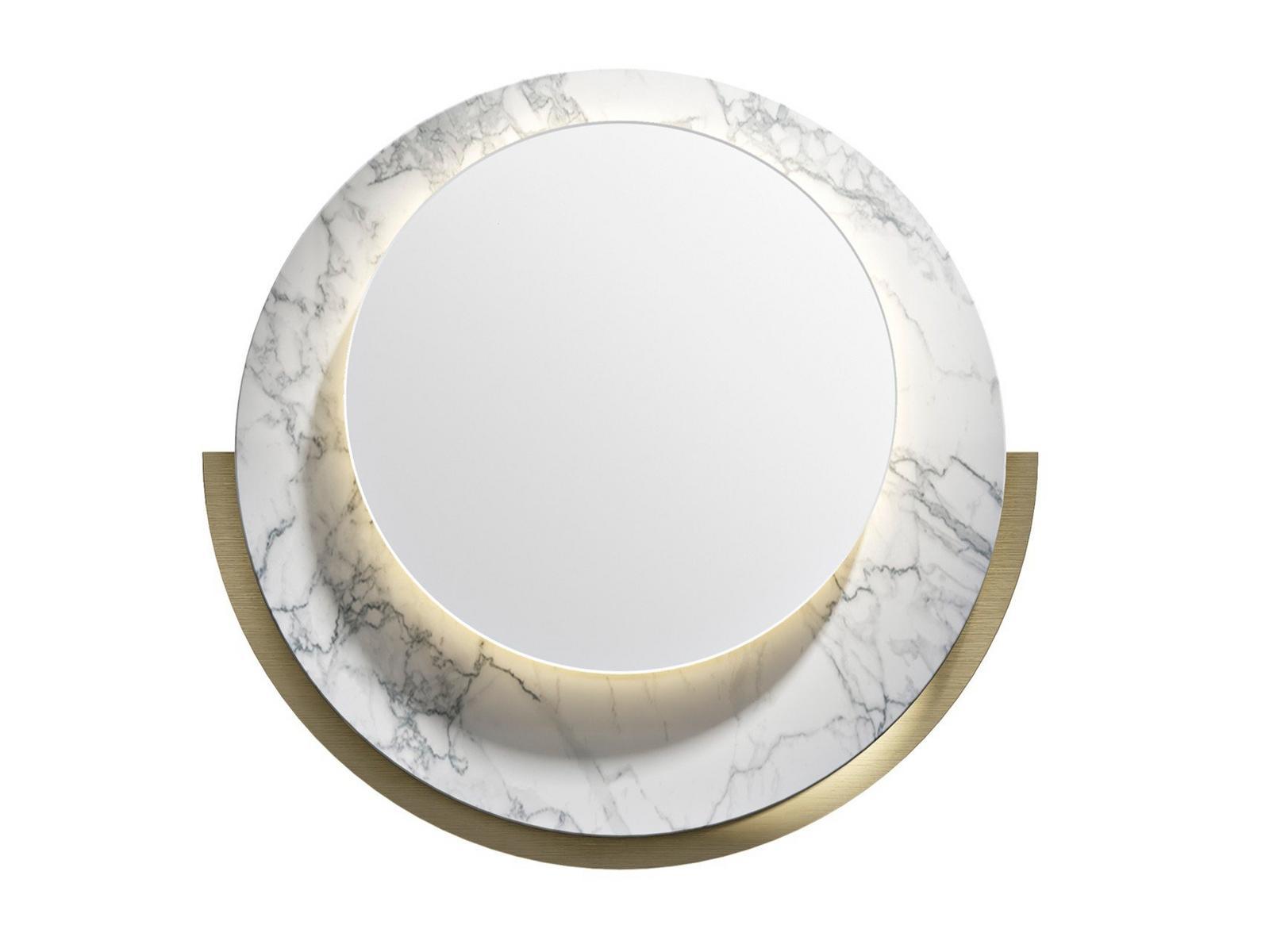 RONDÒ D70 Round framed wall-mounted marble mirror