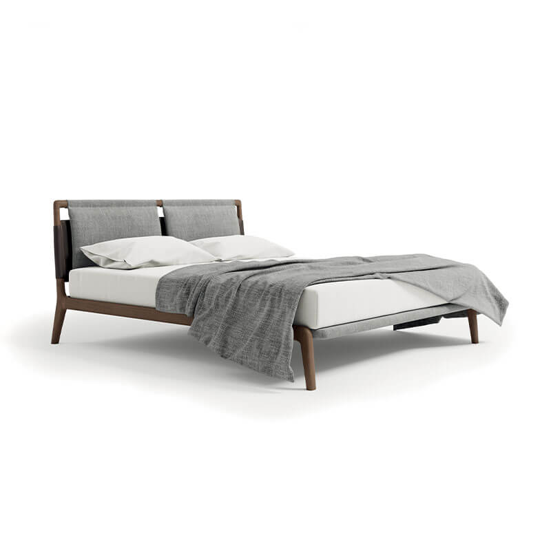 TEPU Wood bed with upholstered headboard