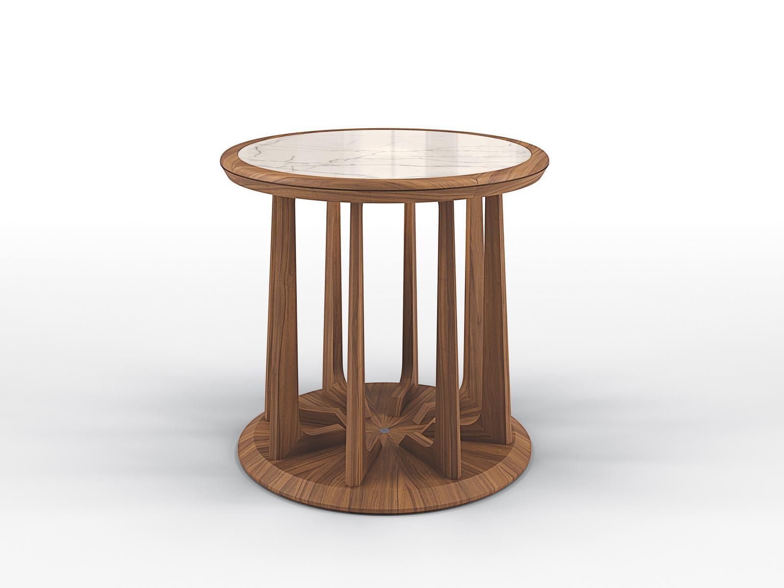 NEW LINE Round walnut high side table