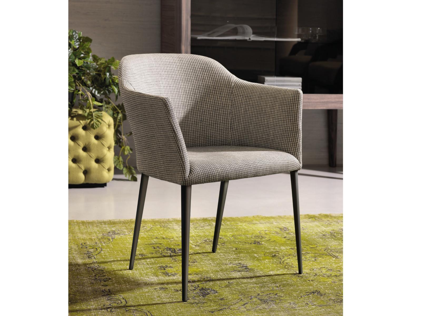 GRACE Upholstered fabric chair with armrests
