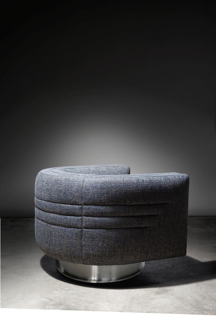 MIKA Swivel upholstered fabric armchair
