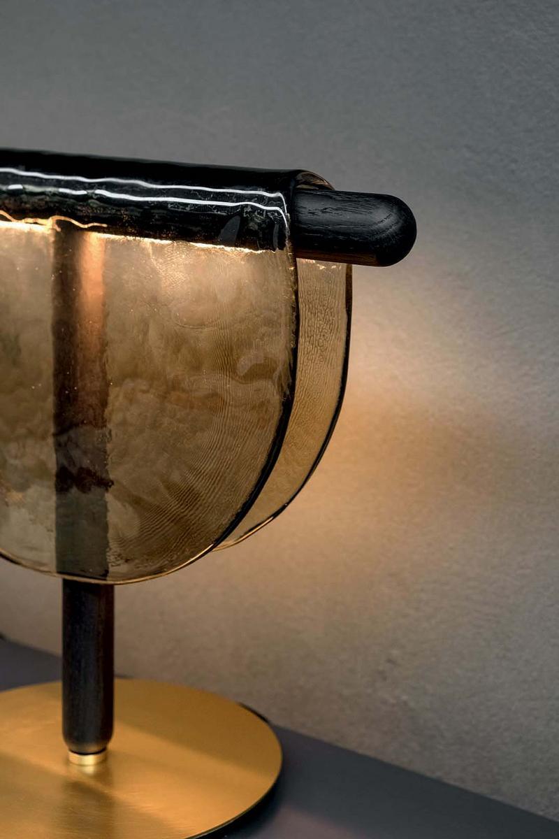 DALÌ LED glass and solid oak table lamp