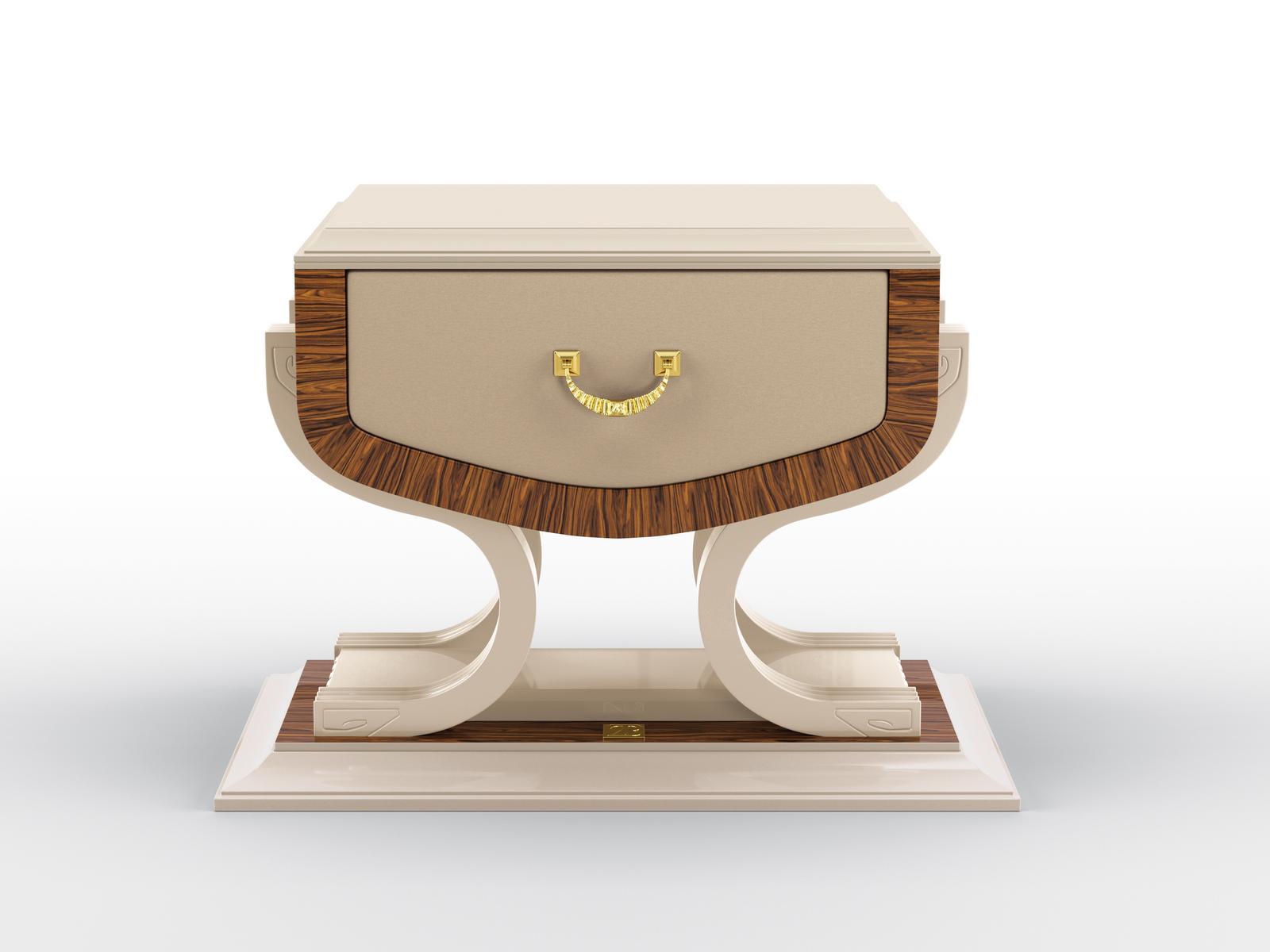 HERMES Bedside table in solid wood and rosewood with drawer