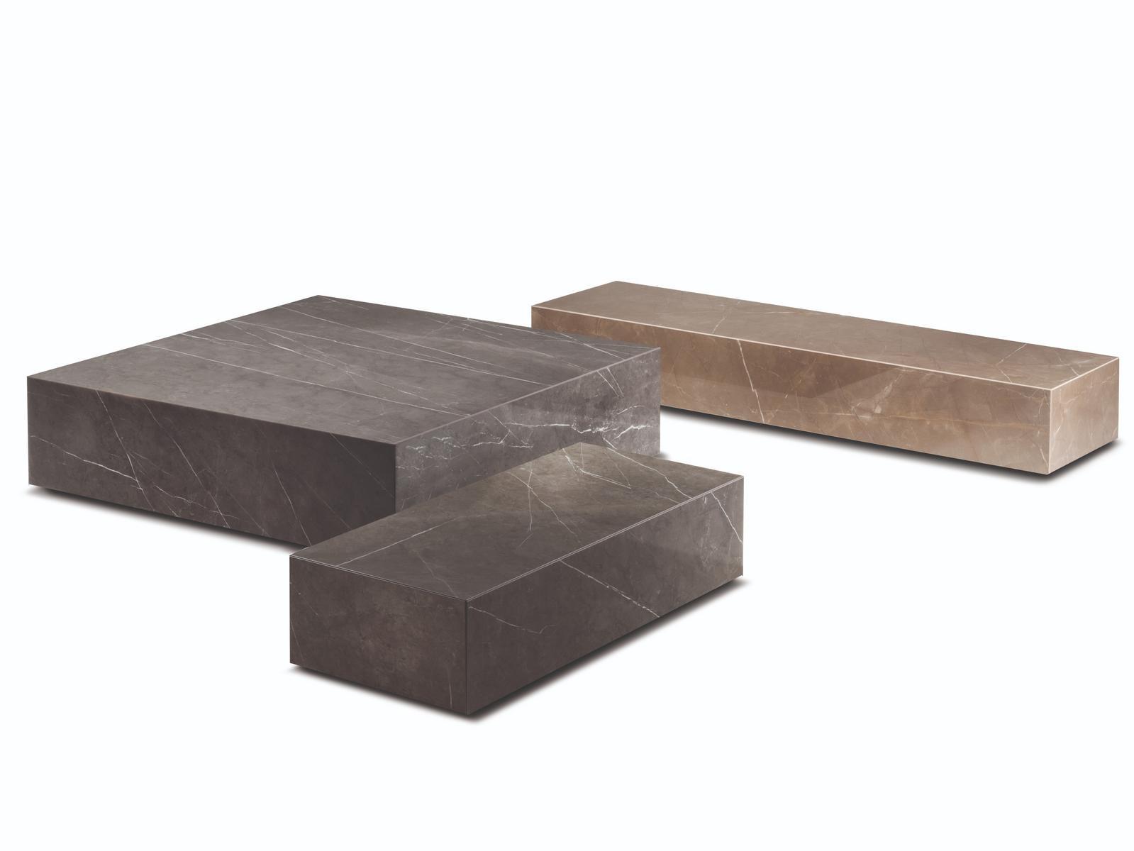 MILLER Low porcelain stoneware coffee table for living room