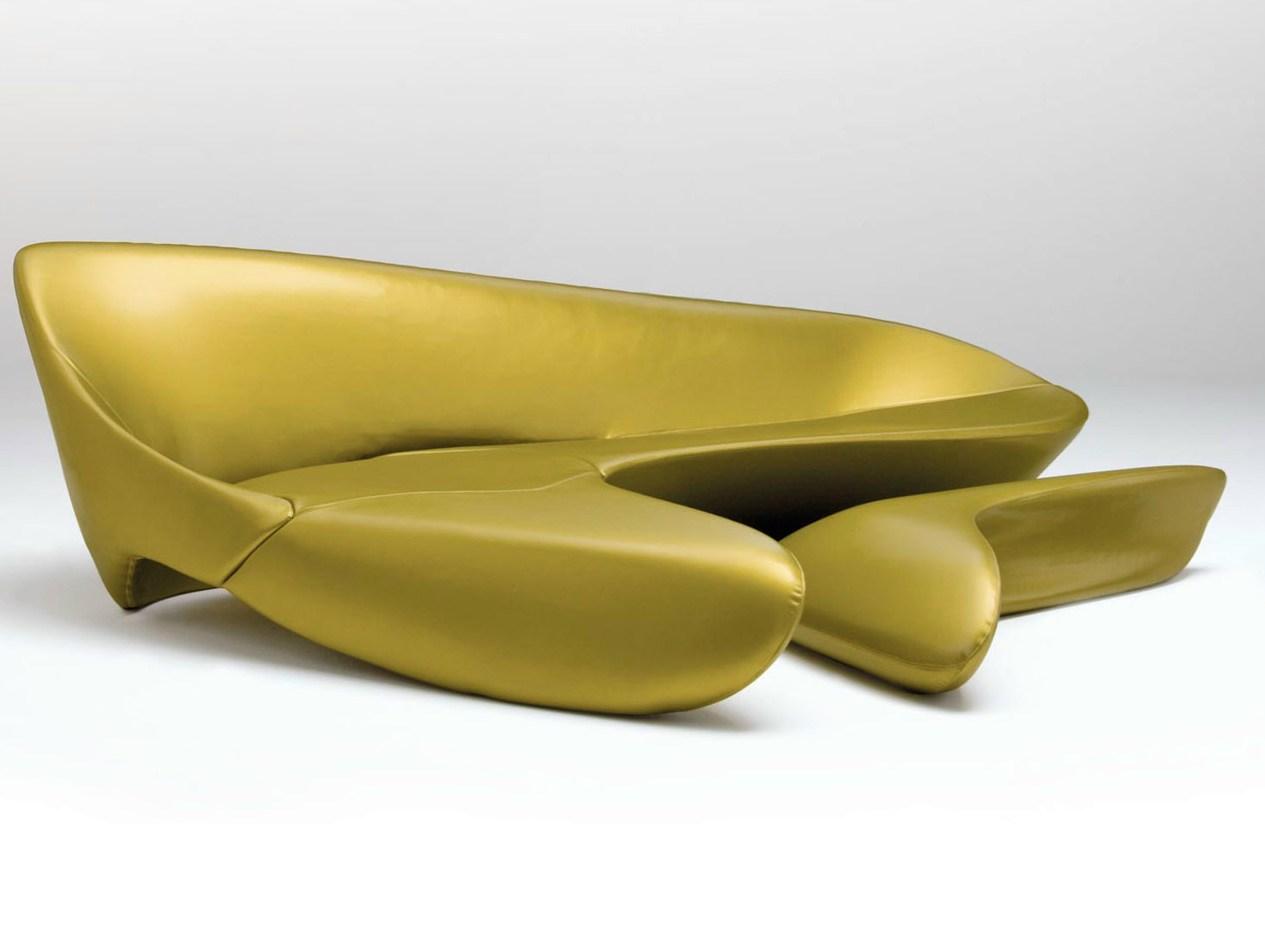 MOON SYSTEM Curved sofa with footstool
