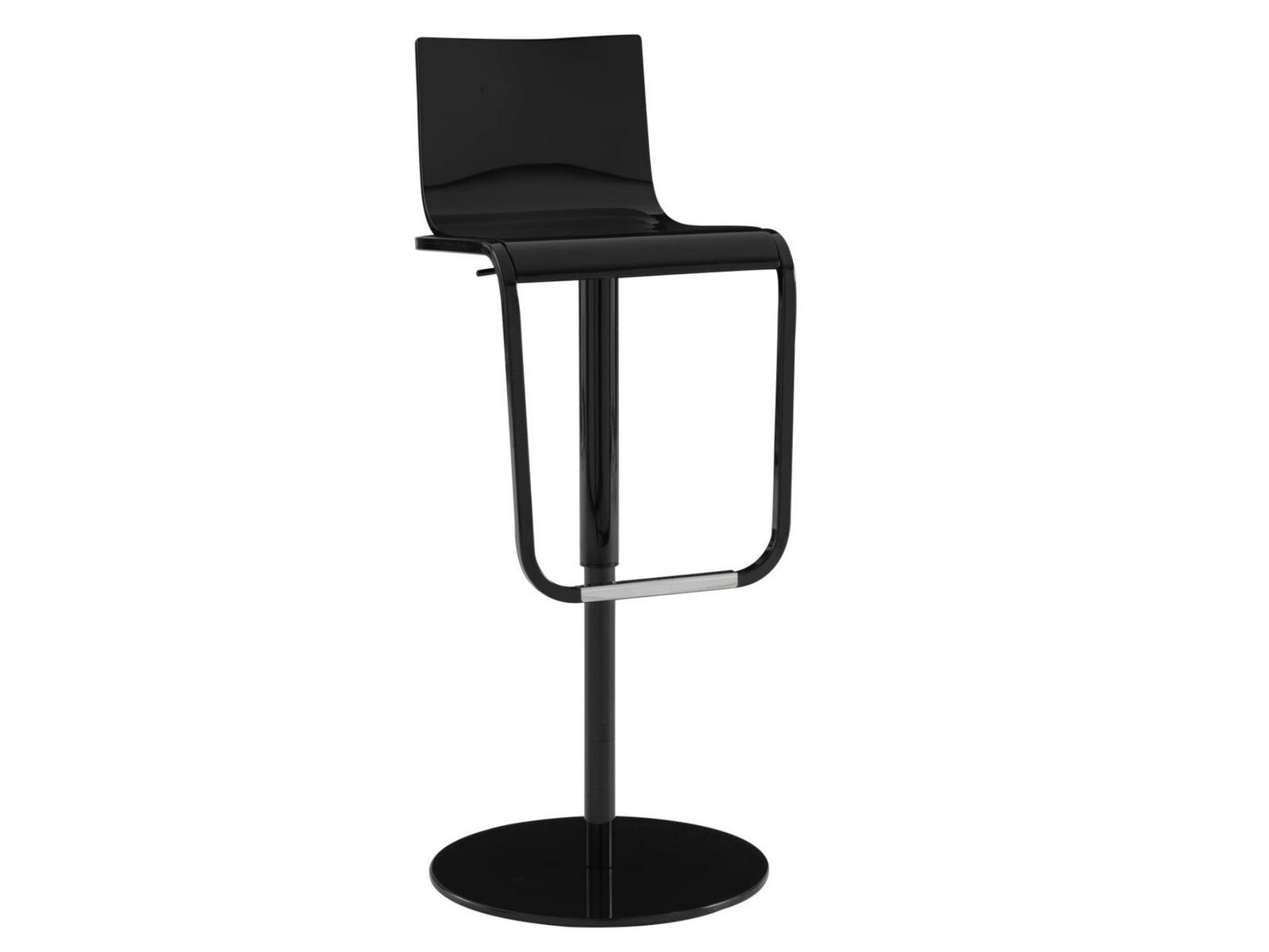 JOLIE Height-adjustable steel and wood stool with footrest
