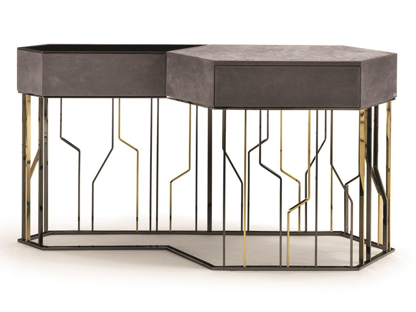 GINZA EVO Rectangular metal console with drawers