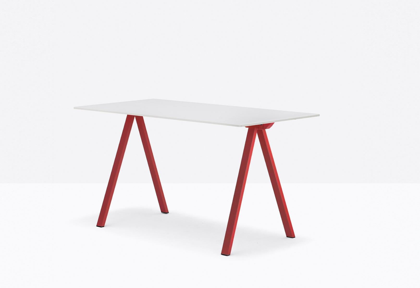 ARKI-DESK Table with steel trestle legs and solid laminate top