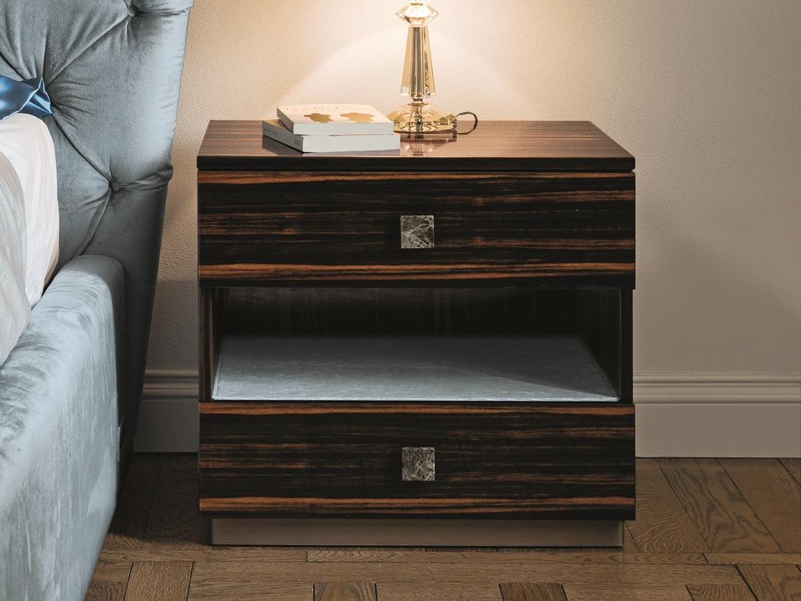 PHIL Rectangular veneer bedside table with drawers