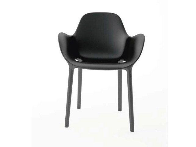 SABINAS Stackable polypropylene chair with armrests