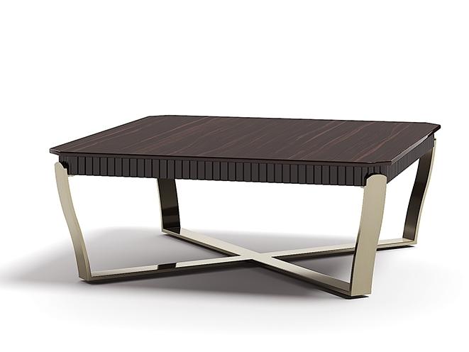 ARISTO XQ Low square steel and wood coffee table