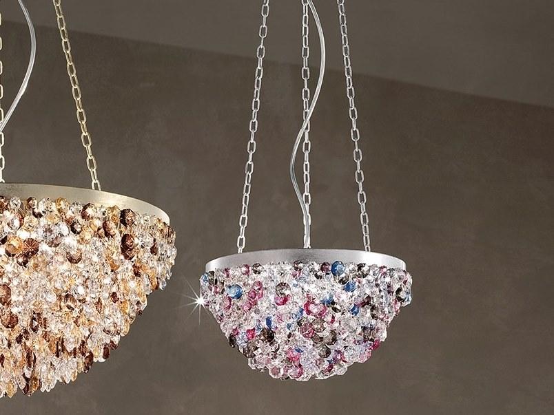 ROSEMERY 2 Metal pendant lamp with crystals