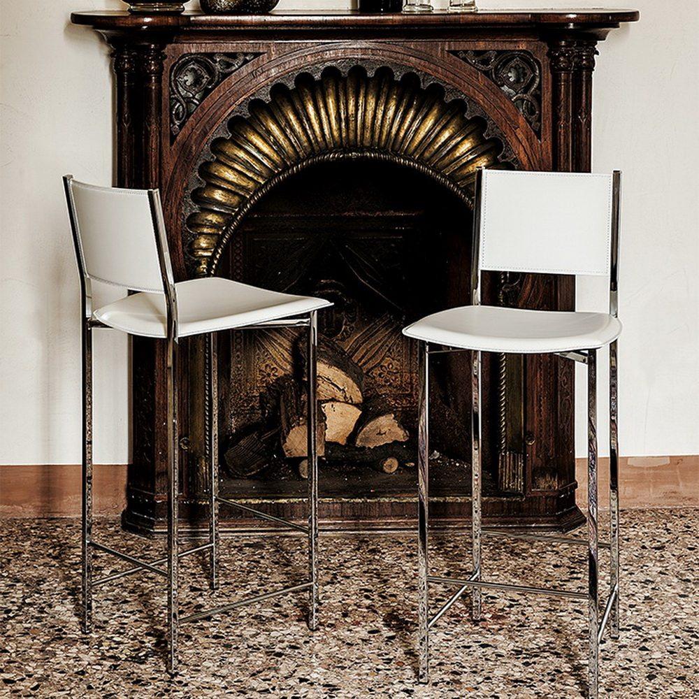 ALESSIO Leather bar chair