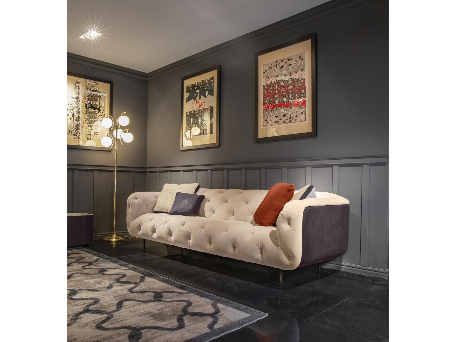 OVERSEAS/B Tufted 3 seater velvet sofa