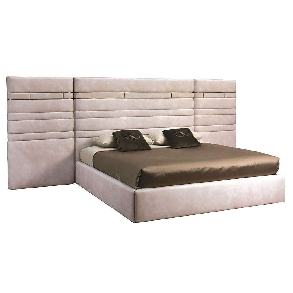 ZIGGY Fabric bed with upholstered headboard
