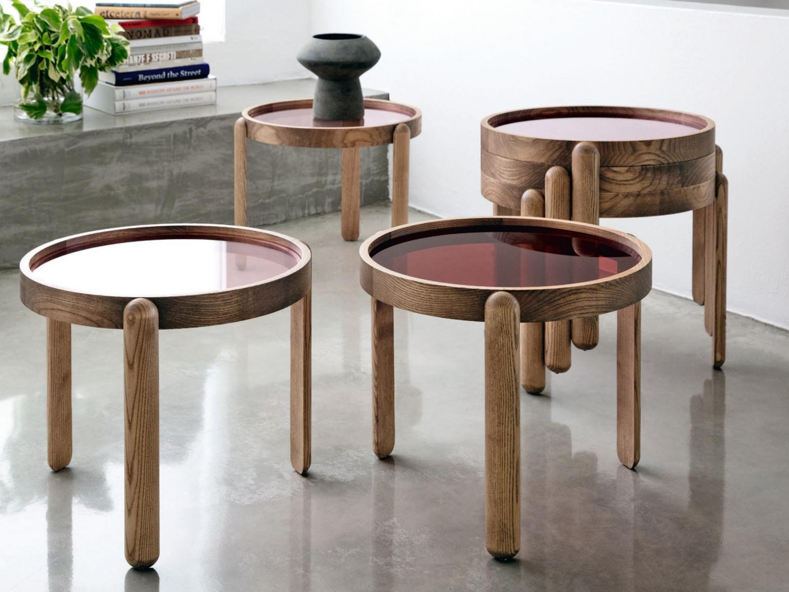 TRITTICO Stackable round ash coffee table