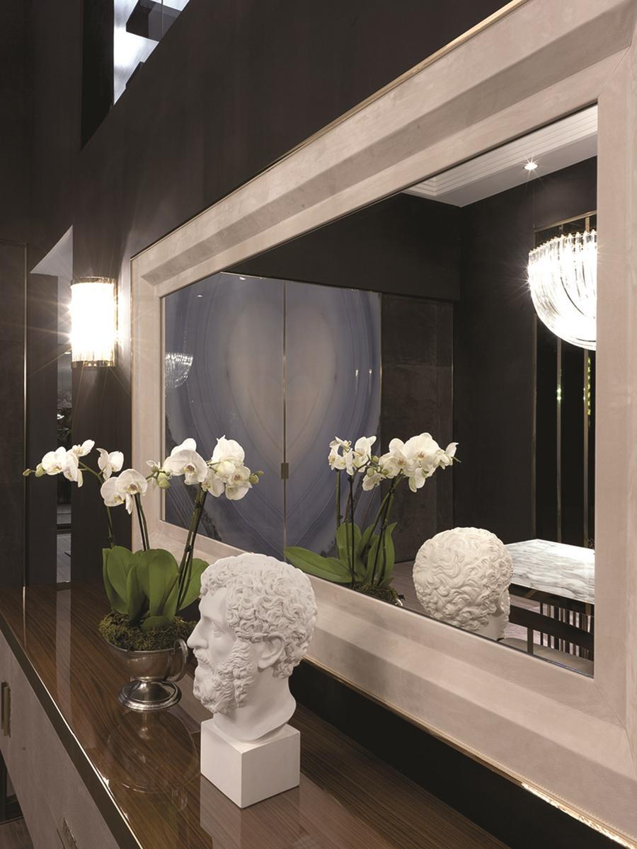 ADONE Rectangular leather mirror