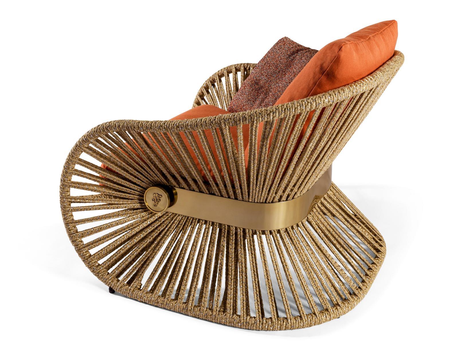 STANKAR Hemp garden armchair with armrests