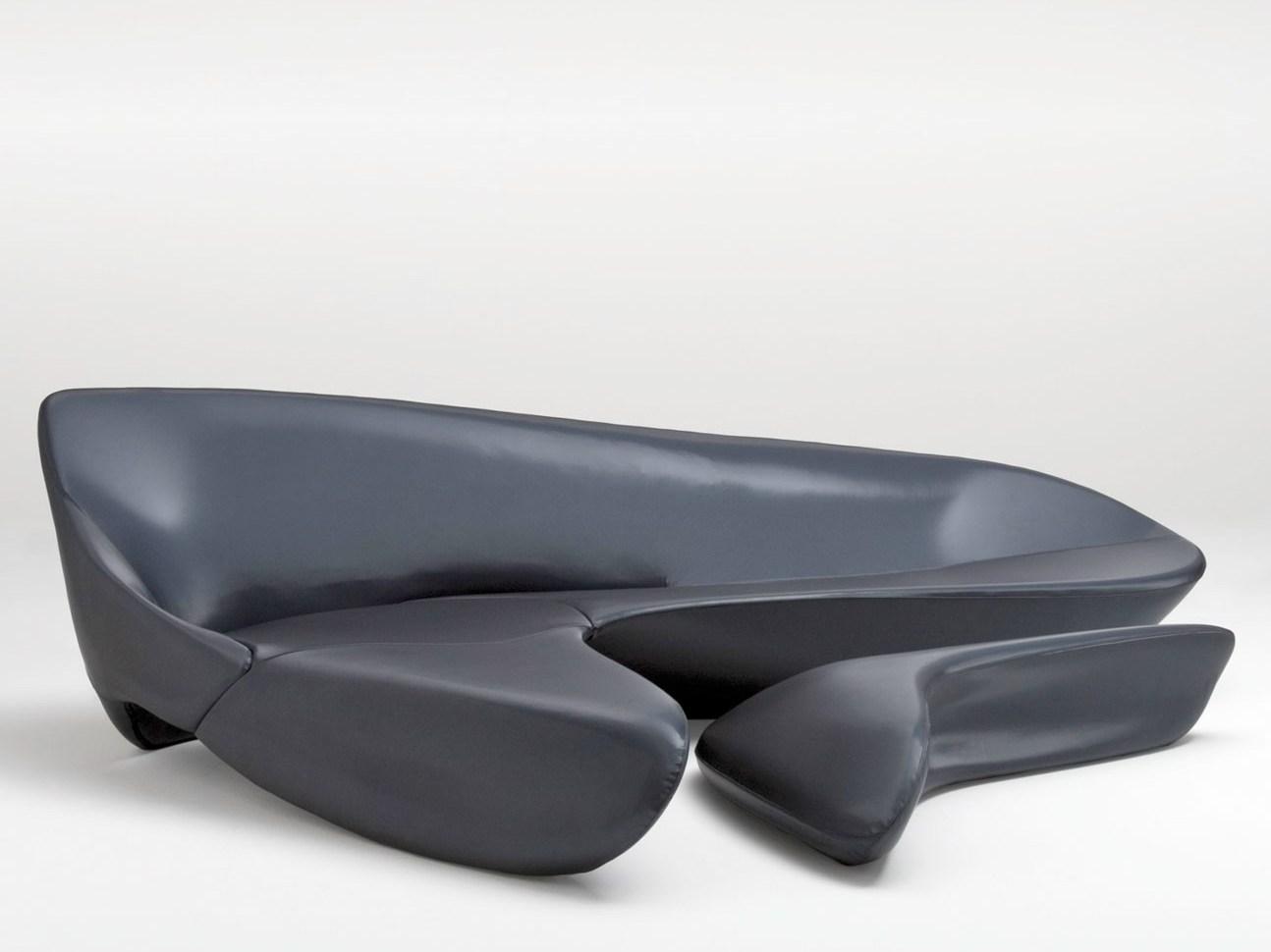 MOON SYSTEM Curved sofa with footstool