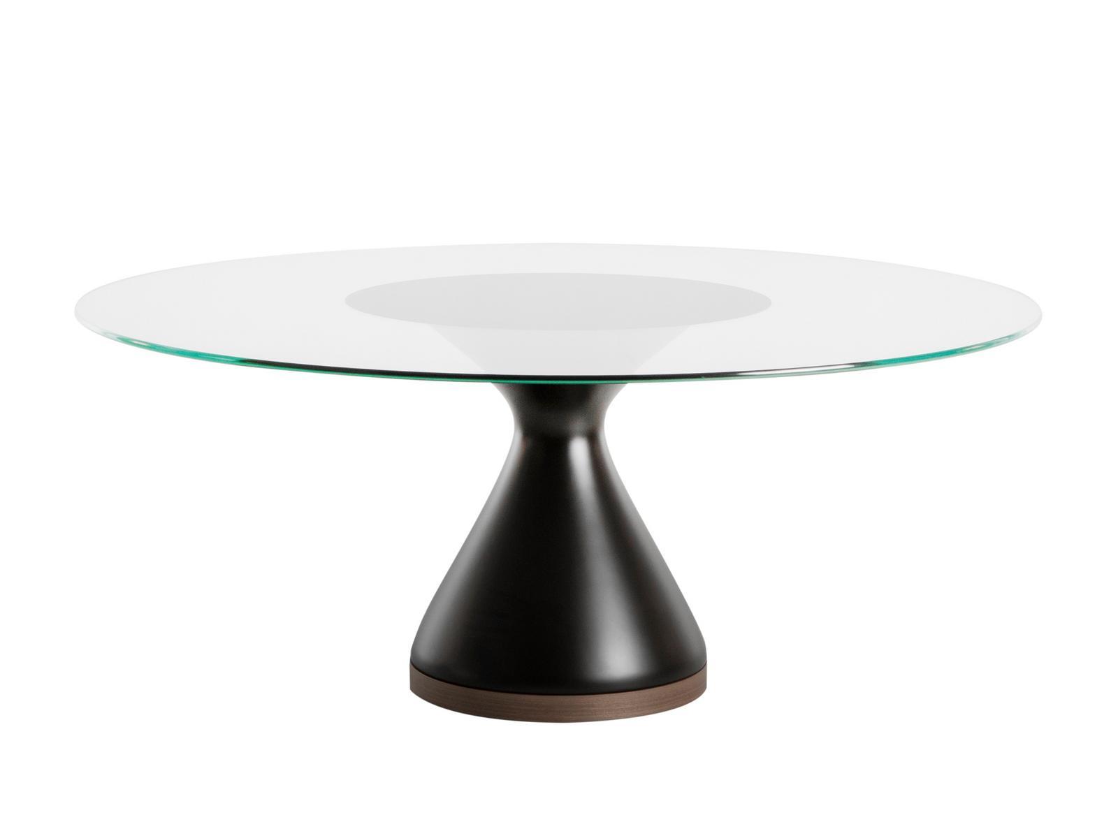 DOLLY Round glass table and base in agglomerated marble