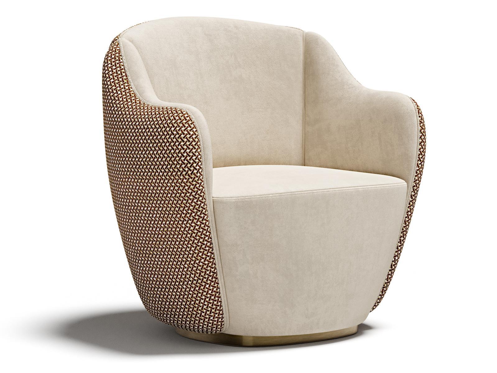 AUDREY M Upholstered fabric armchair with armrests