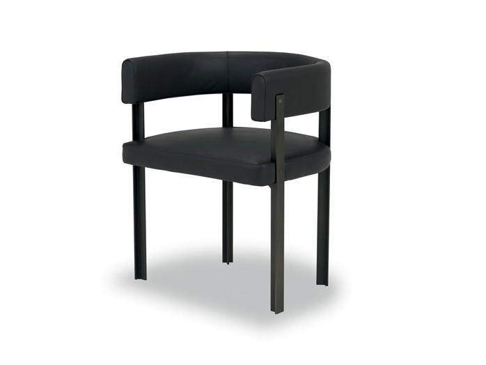 T-CHAIR Upholstered leather chair with armrests