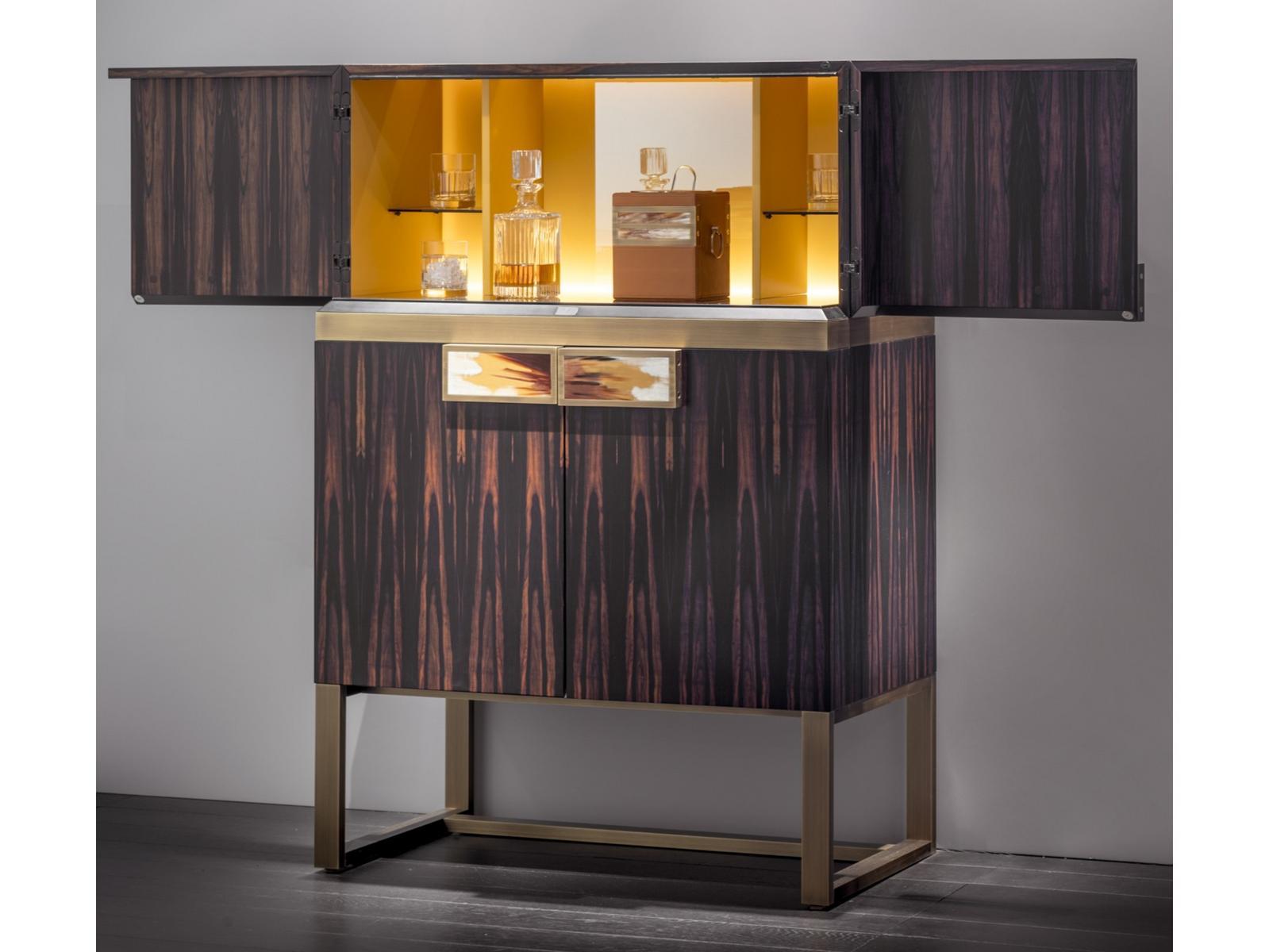 COSMOPOLITAN 6027EBO/EBL Ebony bar cabinet with integrated lighting