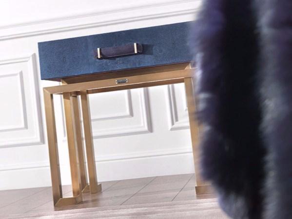 TRAFALGAR Rectangular leather bedside table with drawers