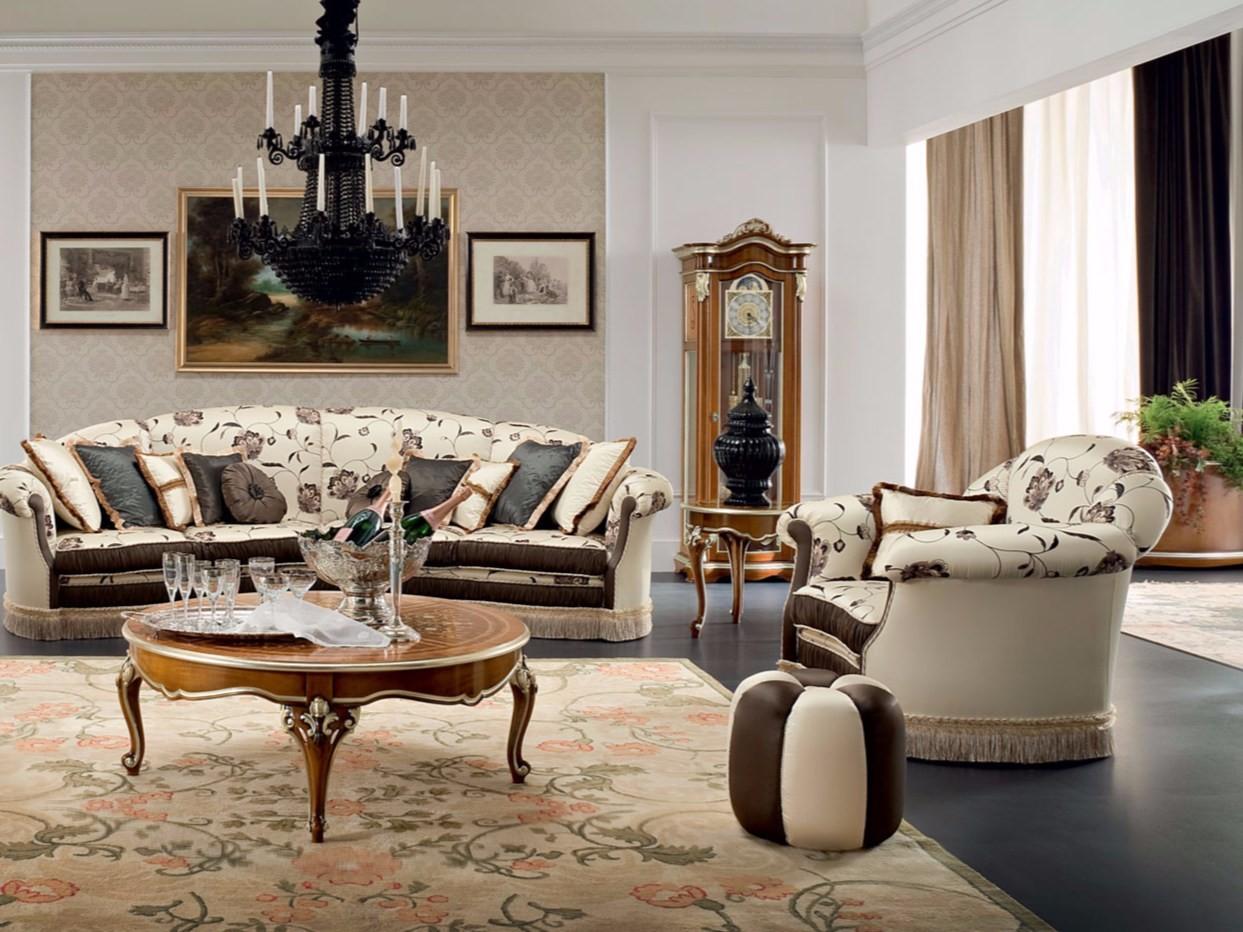 13404 Baroque upholstered fabric armchair with armrests