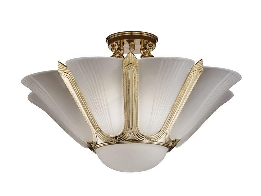 LADY 1911/4SF Antique Brass semi flush with white glass