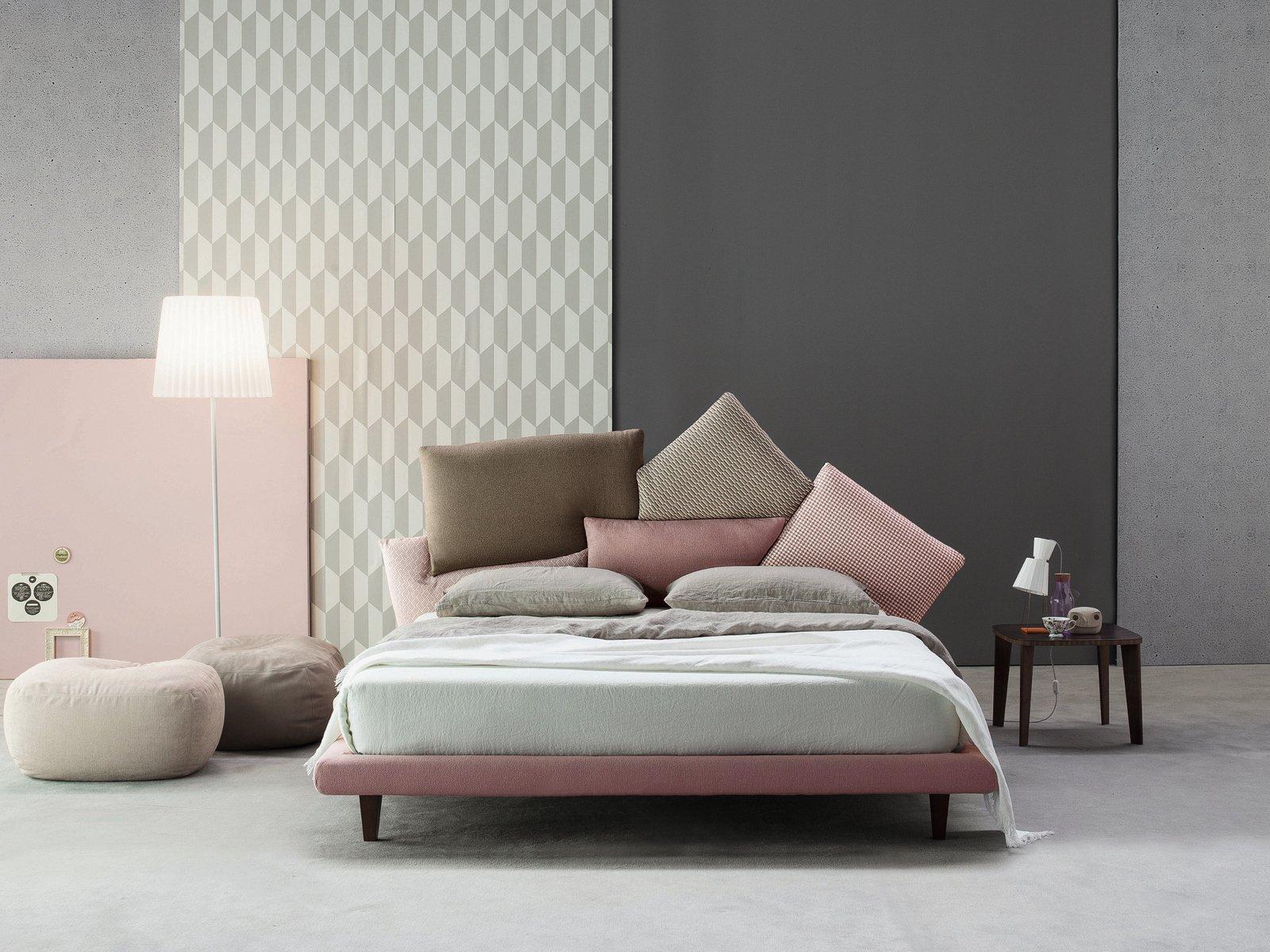 PICABIA Fabric double bed with upholstered headboard