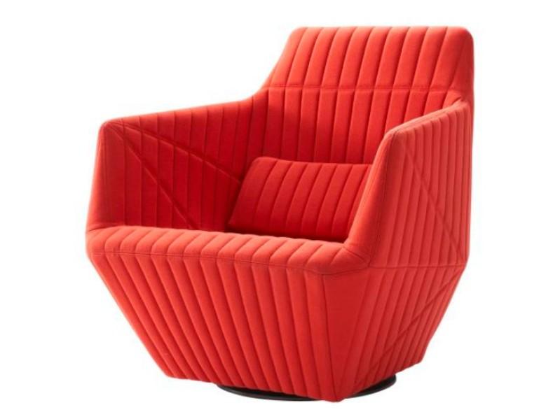 FACETT Swivel fabric armchair with armrests