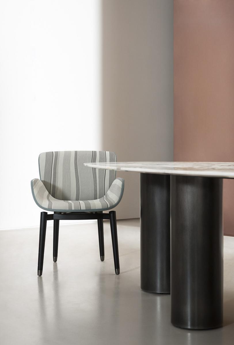 JORGEN Upholstered nabuk chair with armrests