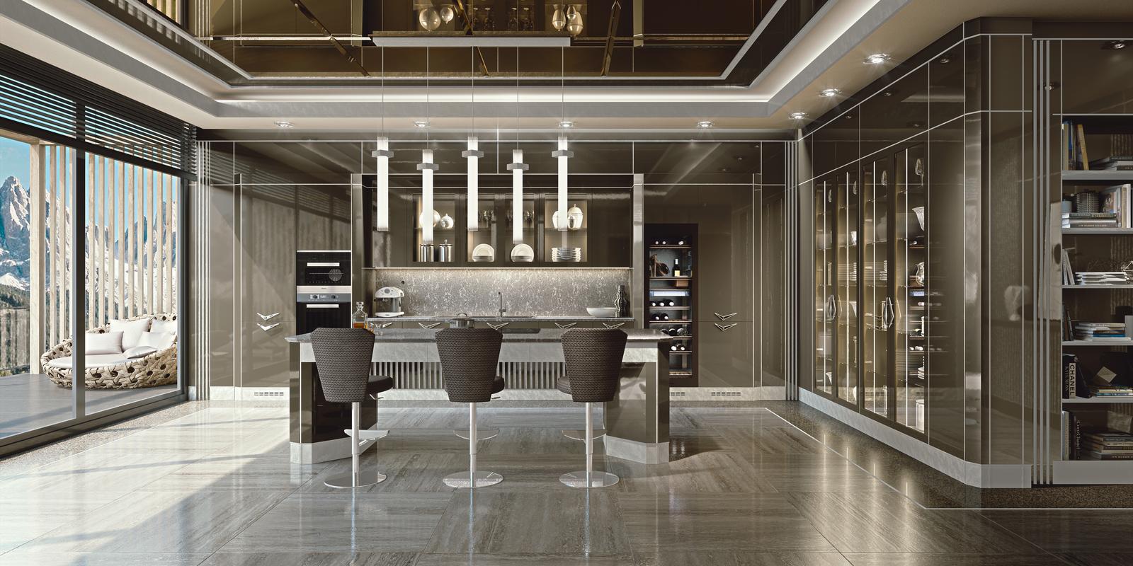 Lacquered kitchen with handles Brummel Essenza