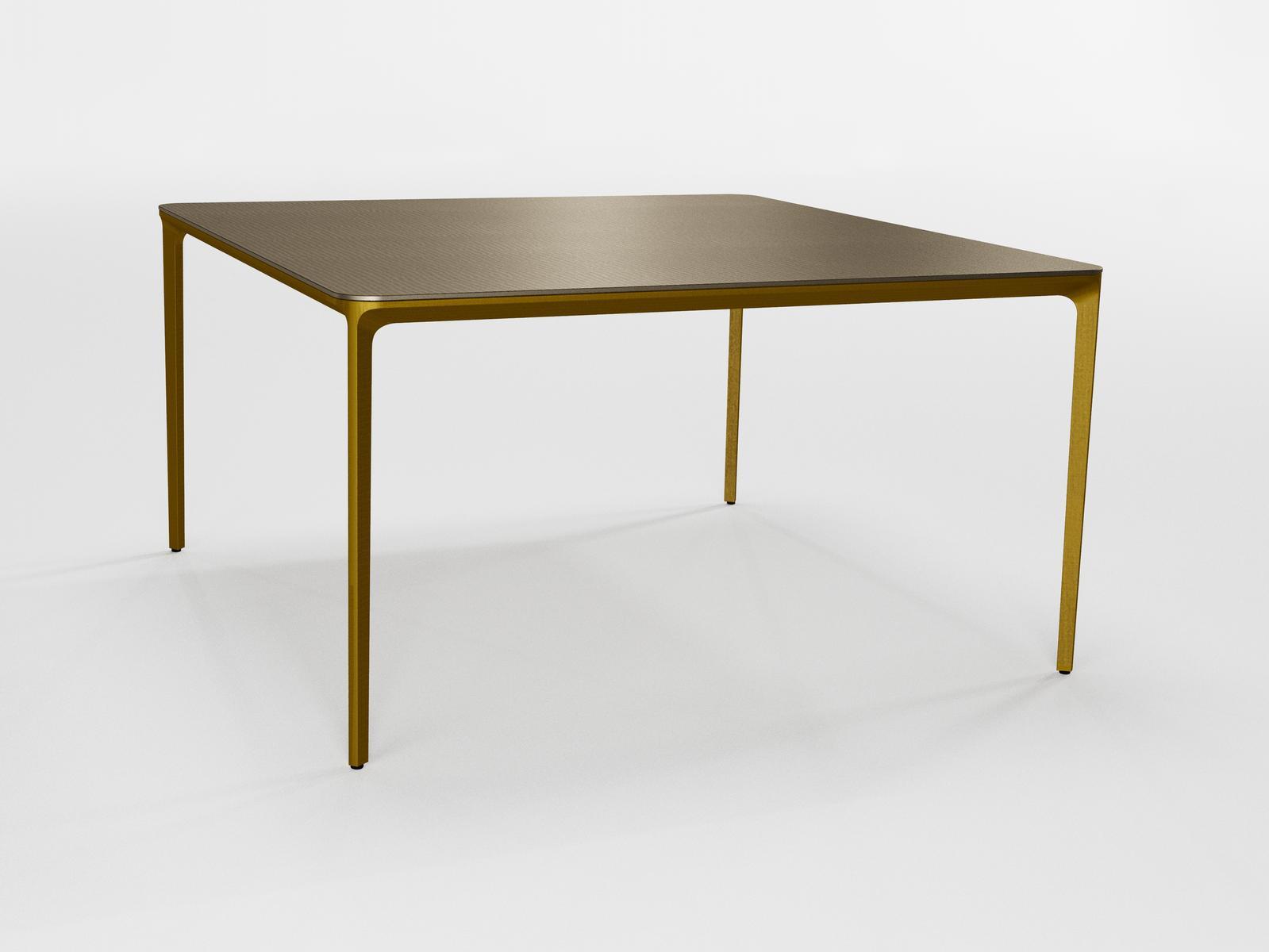 SLIM SQUARE Square glass and aluminium table