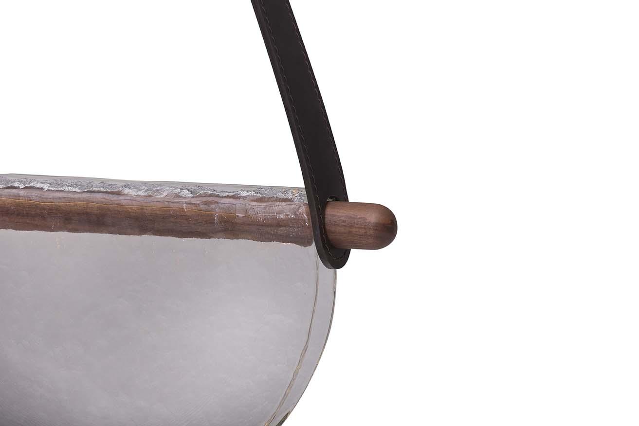 DALÌ LED glass and solid oak pendant lamp