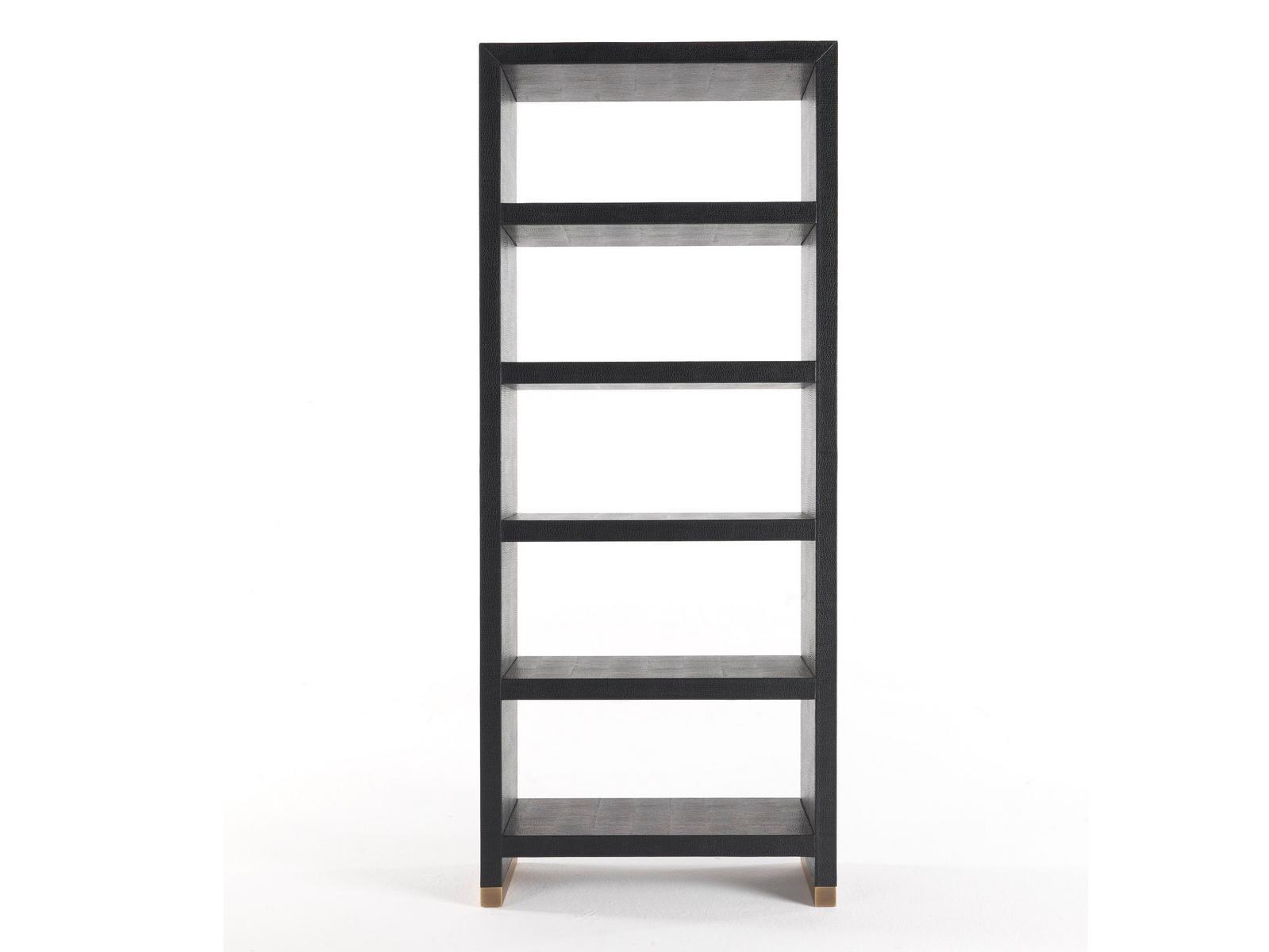 KAY Open double-sided leather bookcase