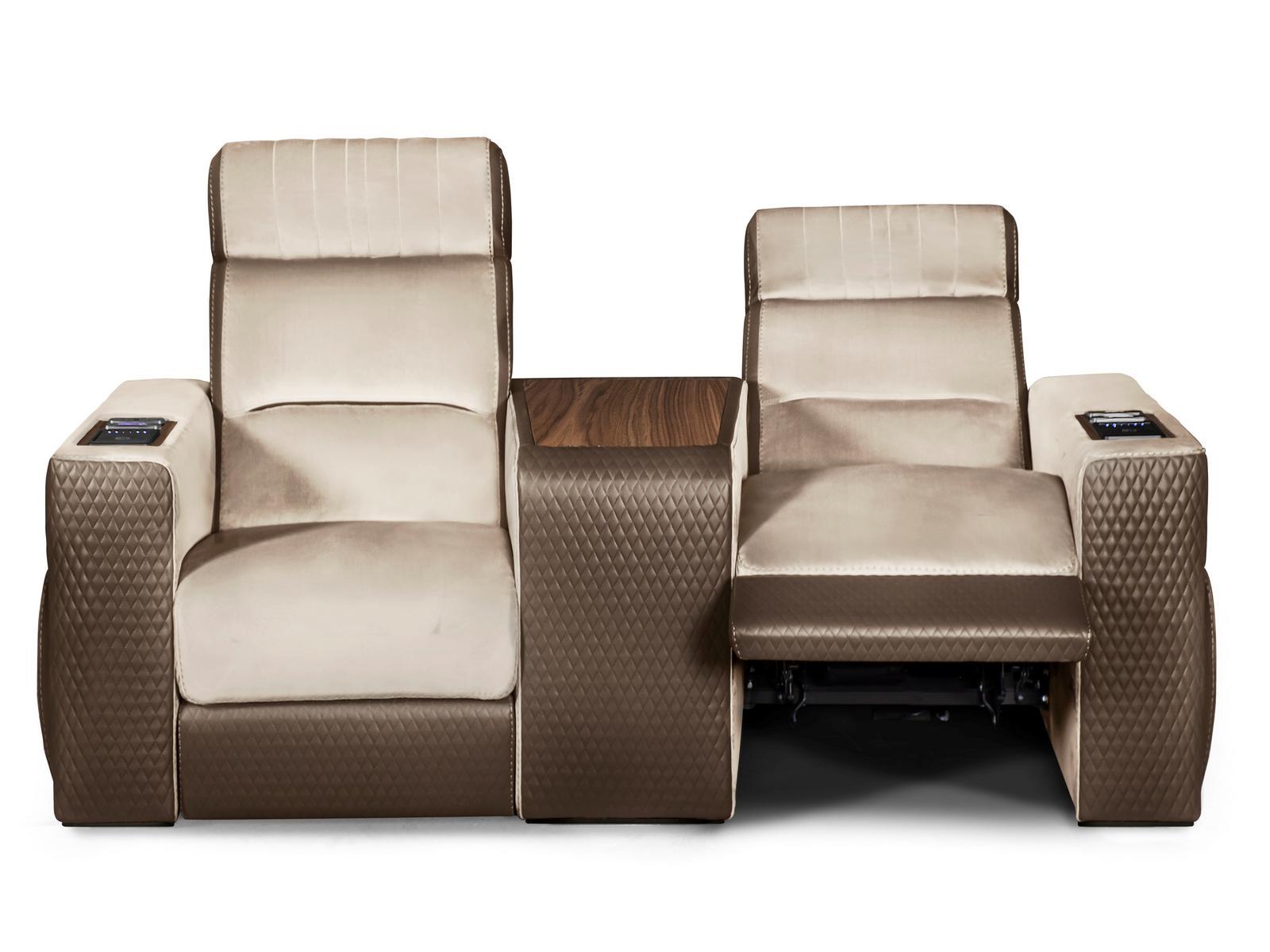 DUSTIN Home Theater velvet and leather armchair