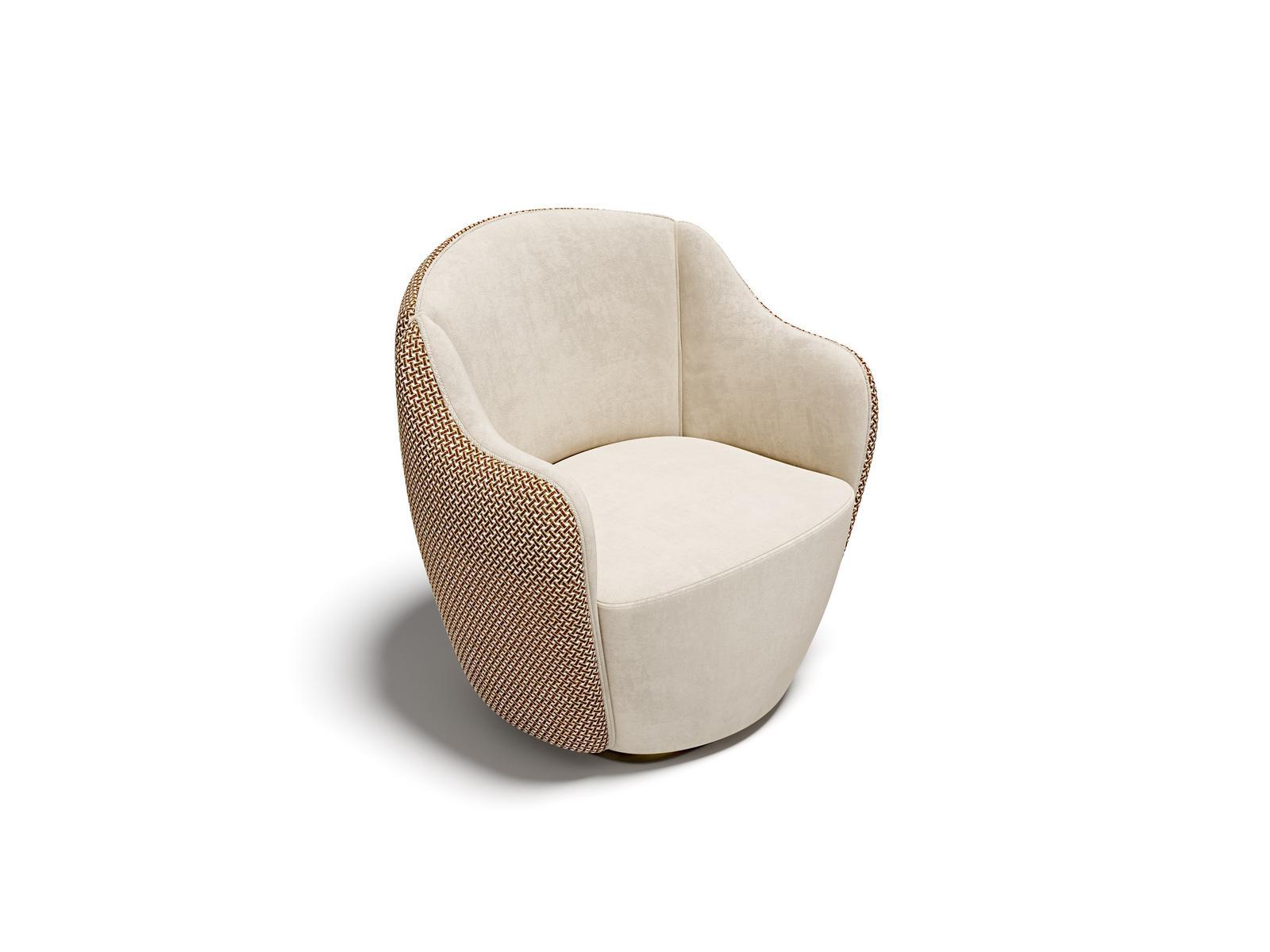 AUDREY M Upholstered fabric armchair with armrests