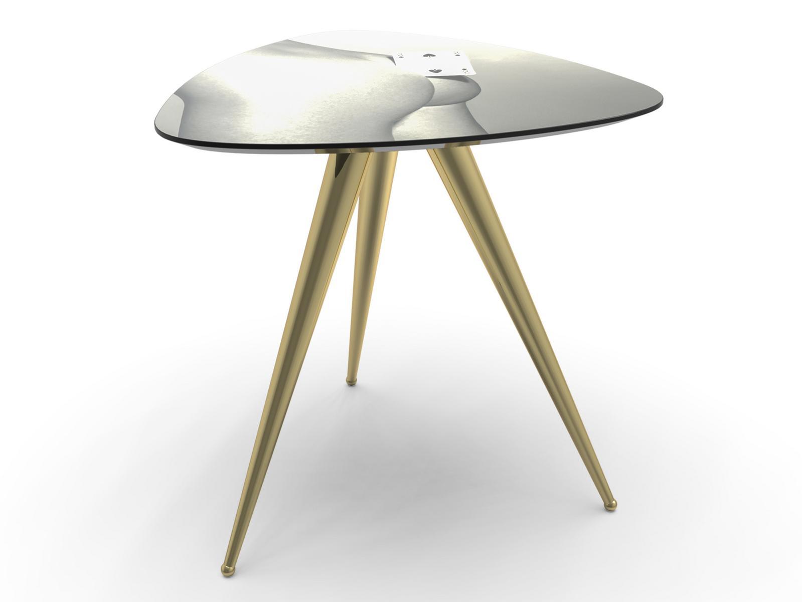 TWO OF SPADES Triangular coffee table with MDF top and metal legs