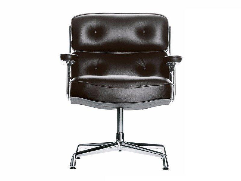 ES 105 Swivel leather armchair with 4-spoke base