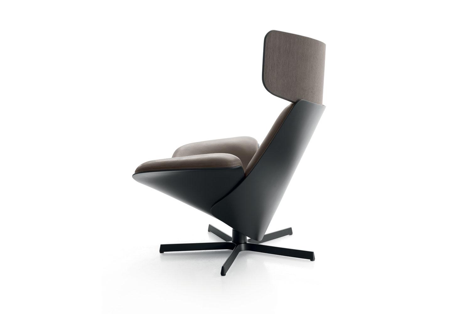 ALMORA Swivel armchair with 5-spoke base with headrest