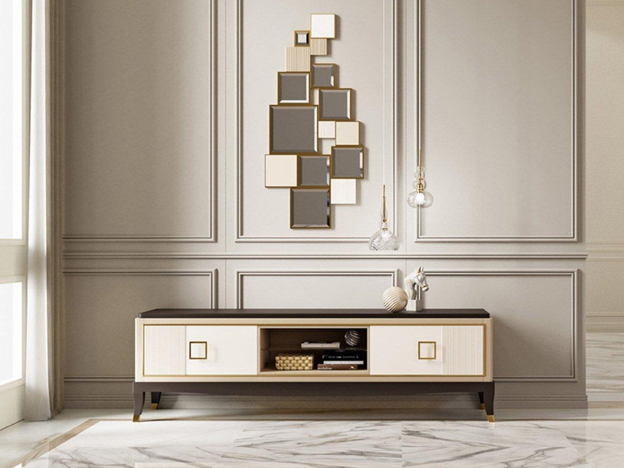 PR.217 Low wooden TV cabinet with drawers