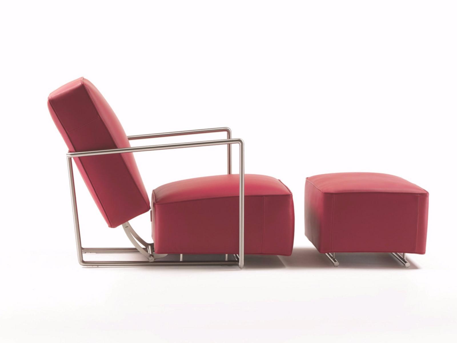 A.B.C. Upholstered recliner leather armchair with armrests