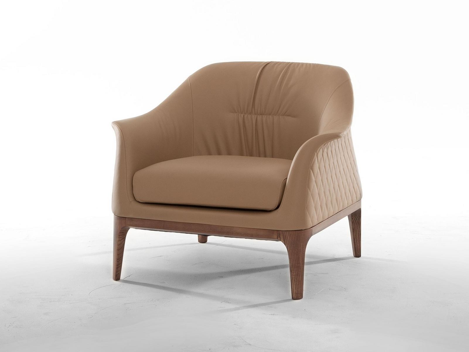TIFFANY Upholstered leather armchair with armrests