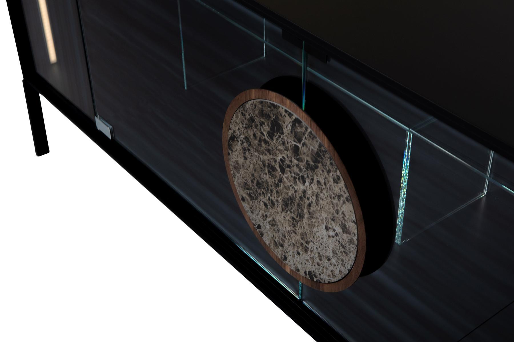 DOT Glass sideboard with doors